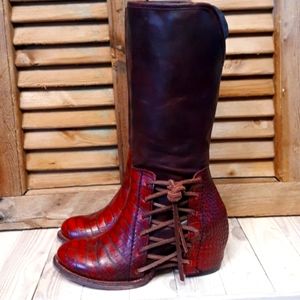 FREEBIRD By Steven Castle Wine Leather Boots